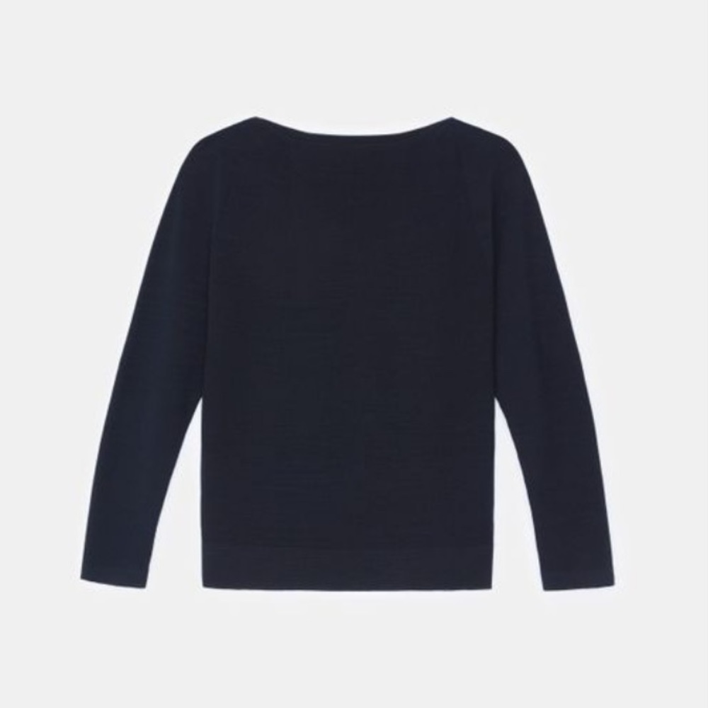 Lafayette 148 New York Women's Blue Matte Crepe Bateau Neck Dolman Sweater